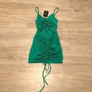 Emerald green ruched dress